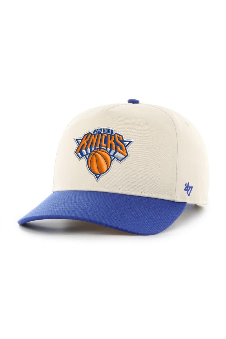 Men's '47 Cream/Blue New York Knicks Roscoe Hitch Adjustable Hat, Main, color, Cream