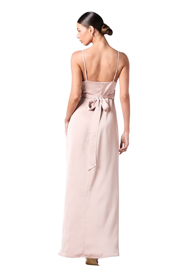 Wrap Waist Satin Cami Bridesmaids Dress, Alternate, color, Mocha