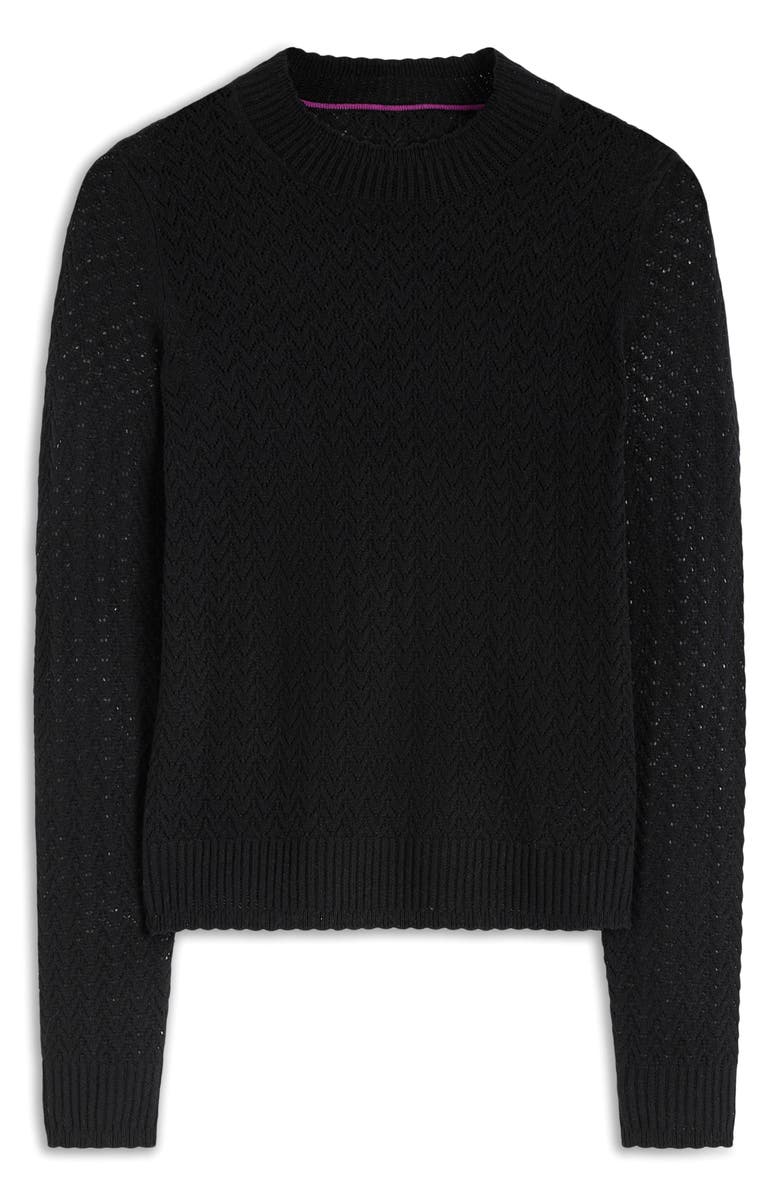 Boden Diane Pointelle Sweater, Main, color, Black