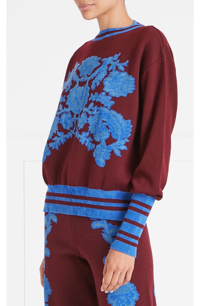 Temperley London Floral Knit sweater, Alternate, color, Dark Amethyst