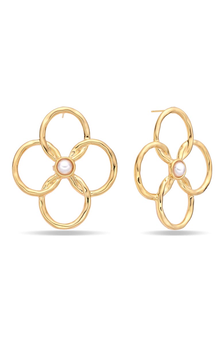 Aurora Blossom Earrings, Main, color, GOLD