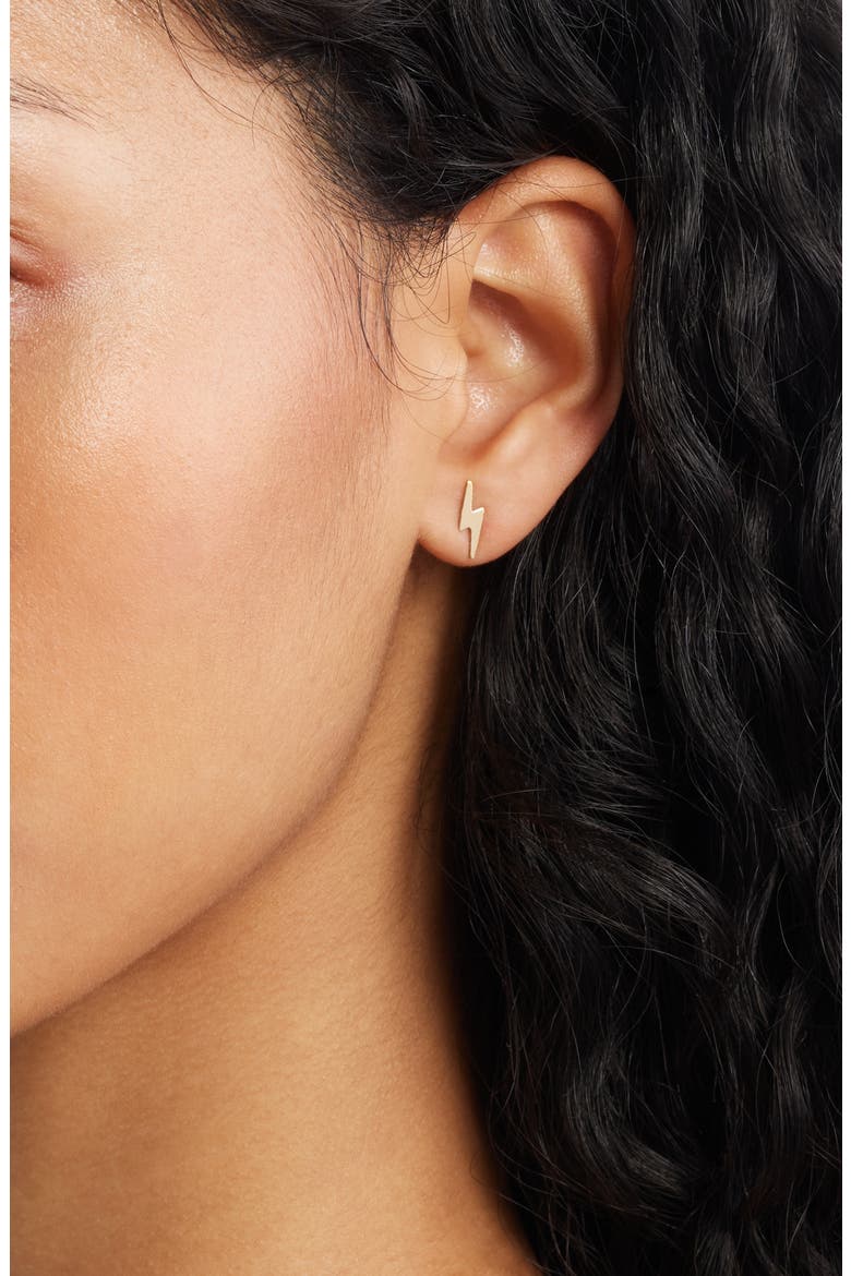 Lightning Bolt Stud Earrings, Alternate, color, YELLOW GOLD FILL