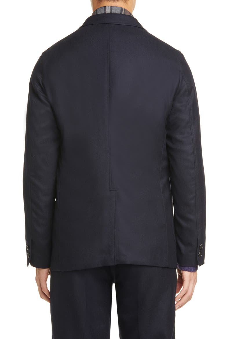3B Wool Blend Flannel Jacket, Alternate, color, NAVY