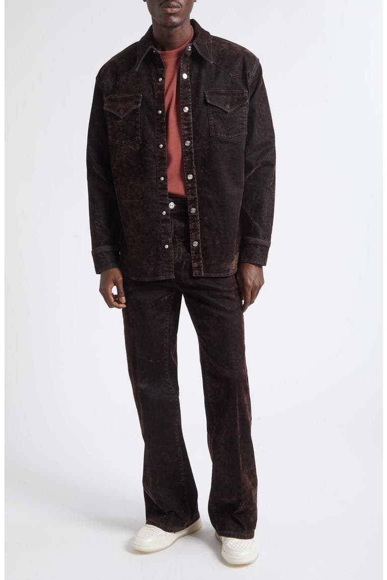 Flocked Denim Shirt Jacket, Alternate, color, HUSK