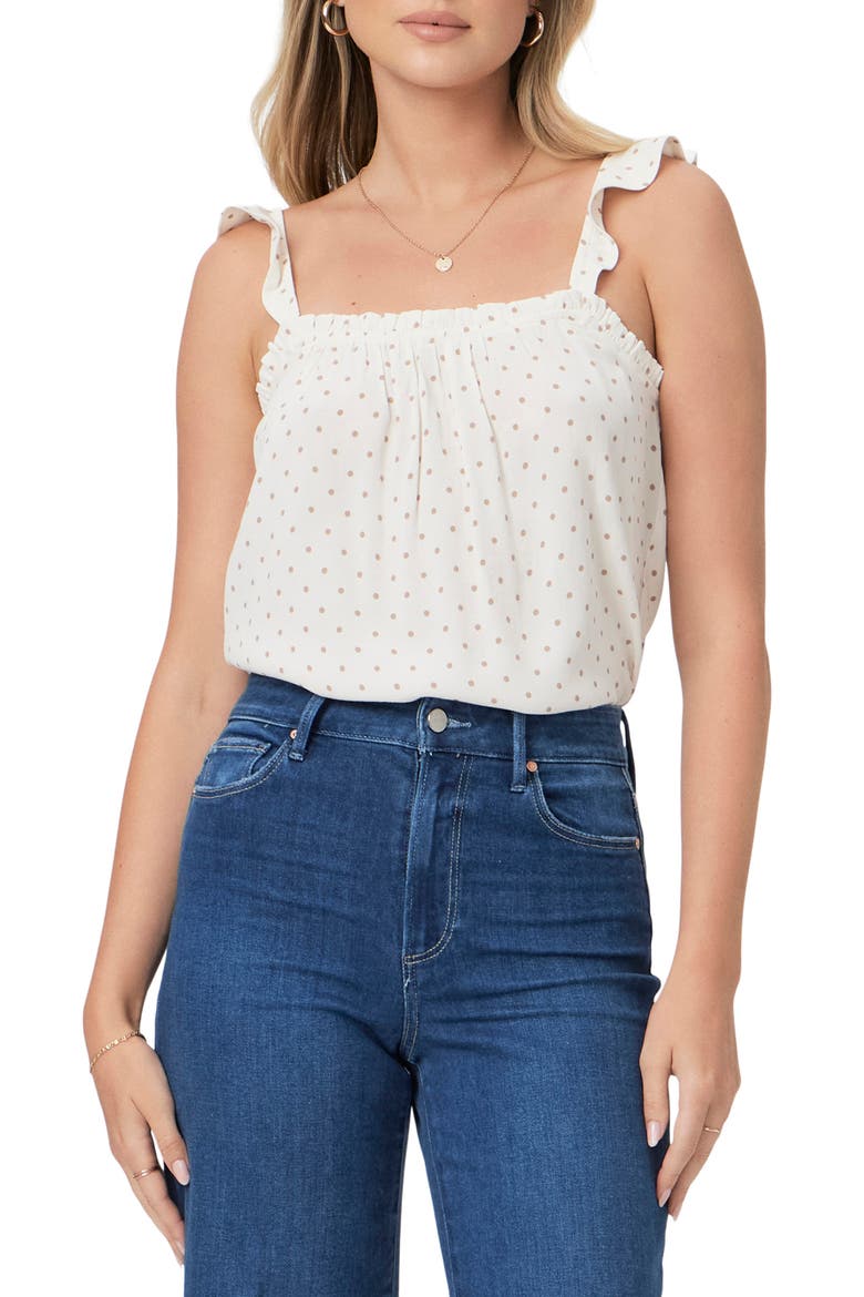 Iyala Ruffle Strap Tank Top, Main, color, SEASHELL/ CAFE