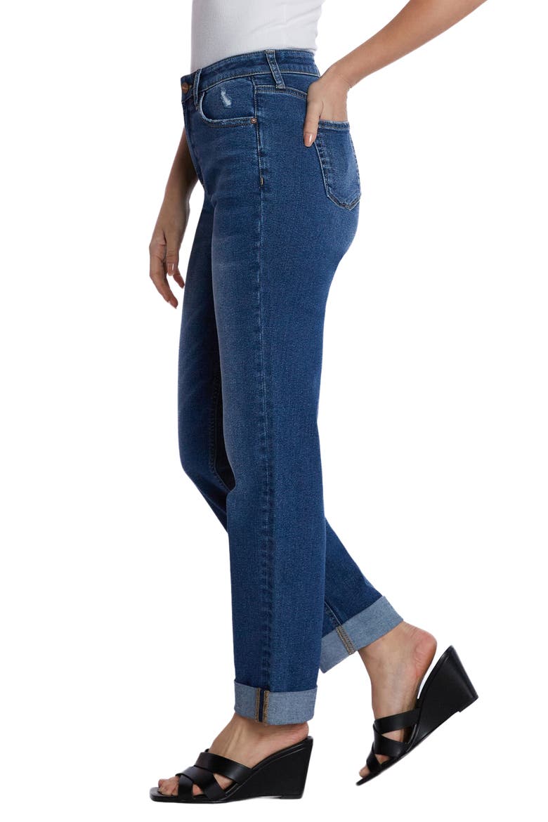 Cuffed Wide Leg Boyfriend Jeans, Alternate, color, DEW BLUE