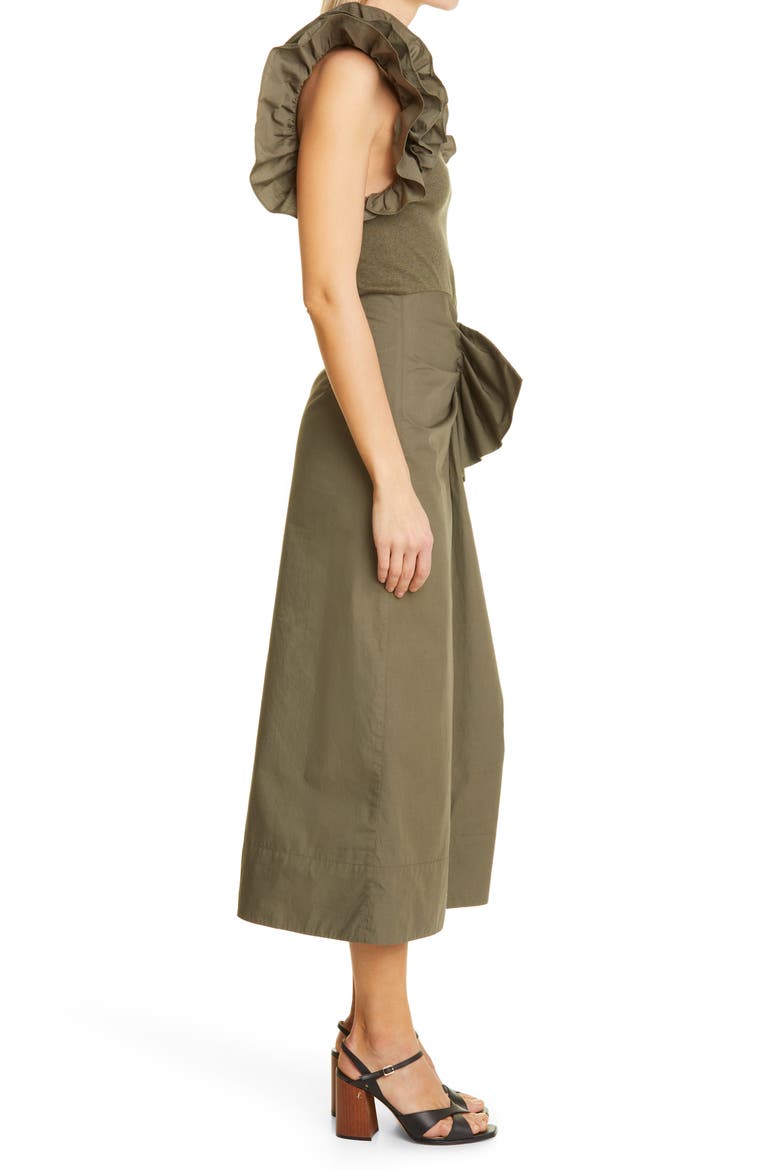 Isabella Mix Media Cotton Dress, Alternate, color, MILITARY