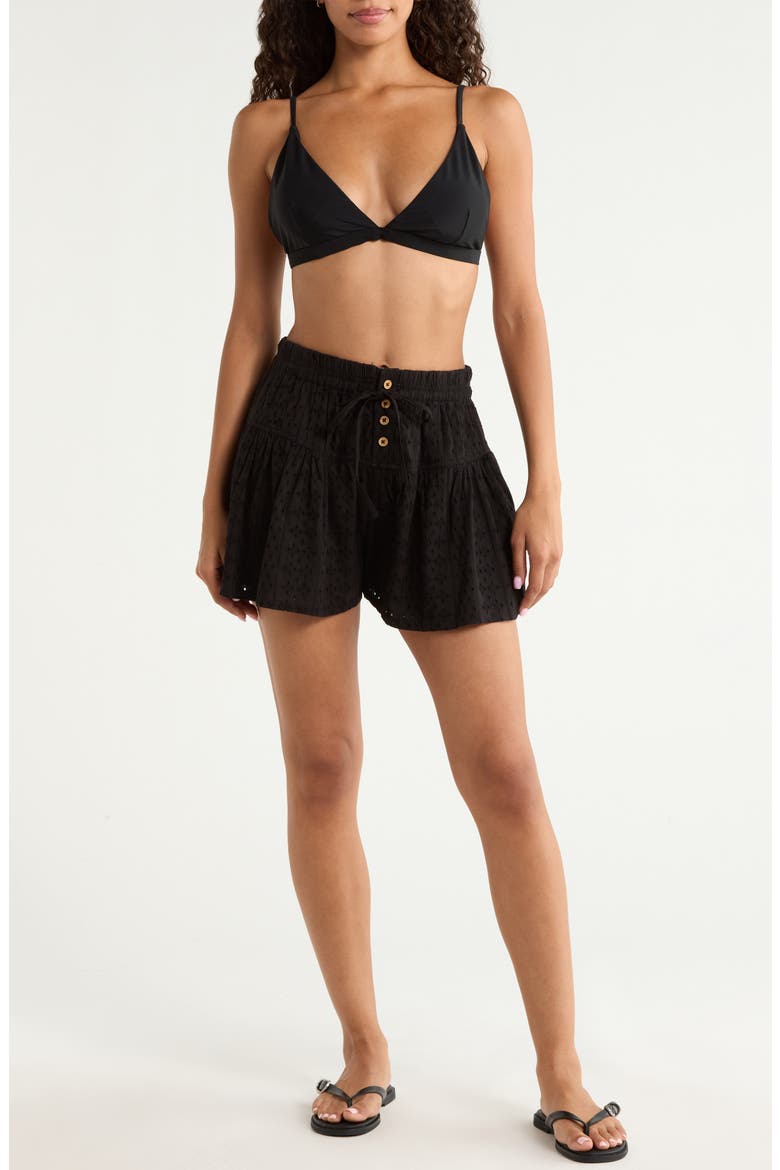 Eyelet Skort, Main, color, BLACK