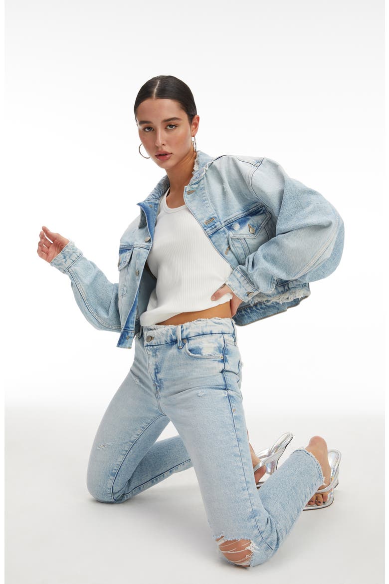 Good Classic Crossover Waist Straight Leg Jeans, Alternate, color, BLUE