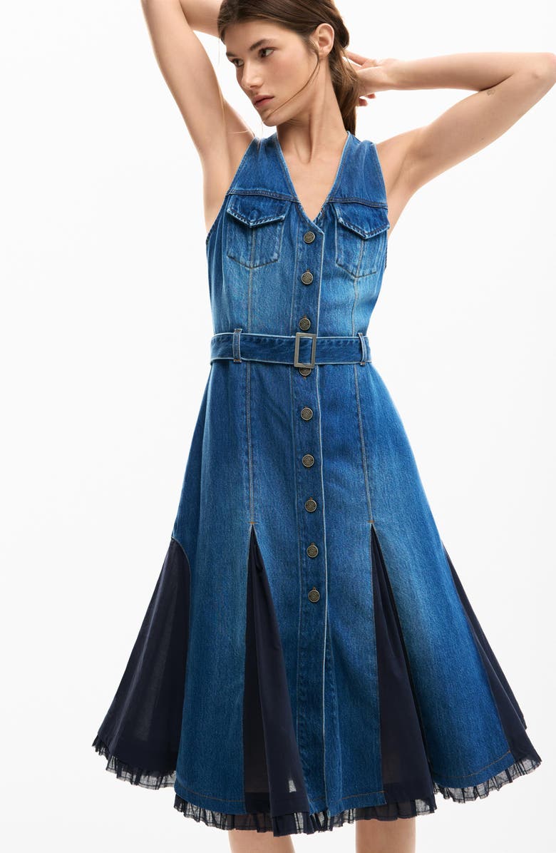 Desigual Sleeveless Denim Dress, Alternate, color, 