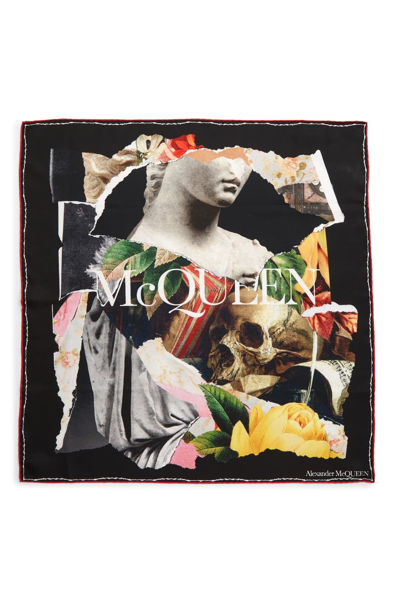 McQueen Alexander McQueen Torn Print Silk Bandana, Main, color, 