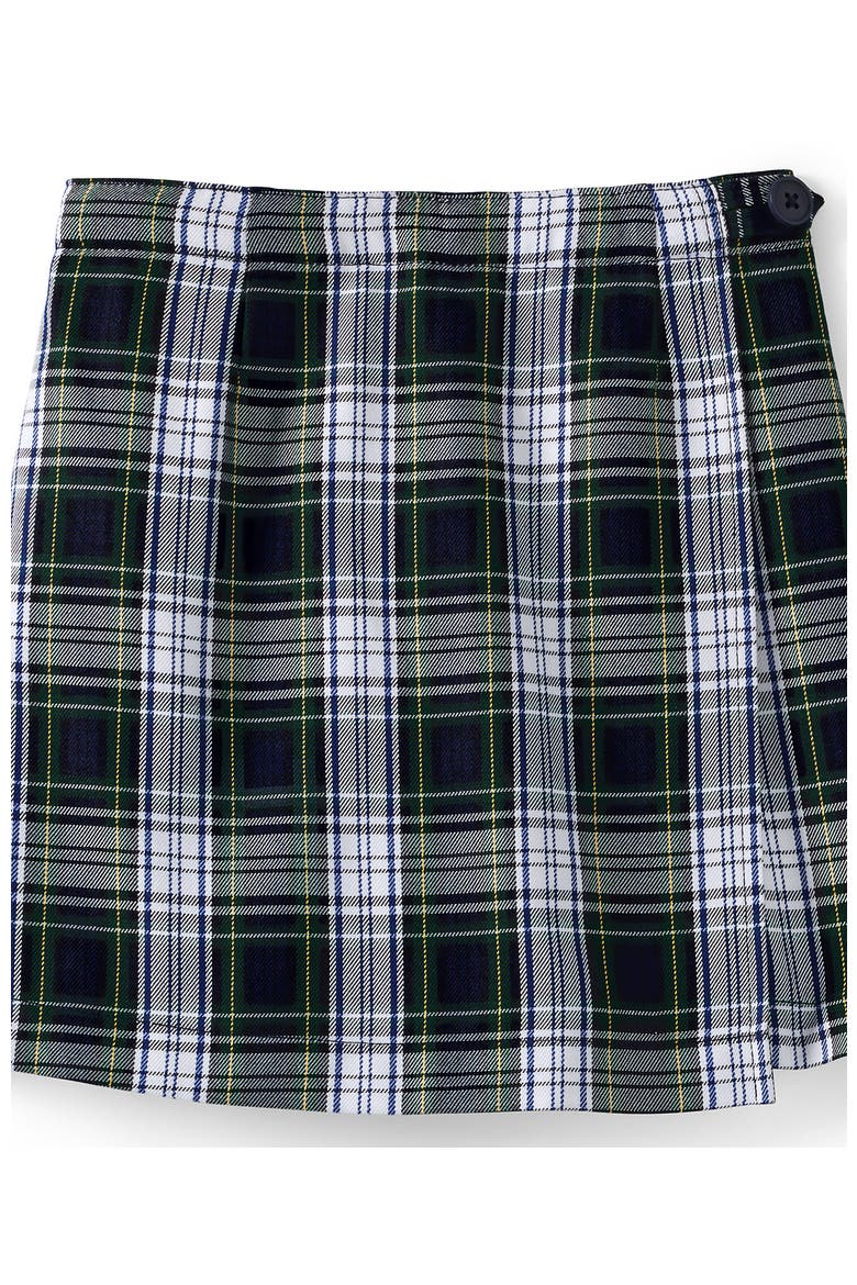 School Uniform Girls Plaid A Line Tab Skort Top of Knee, Alternate, color, White Plaid