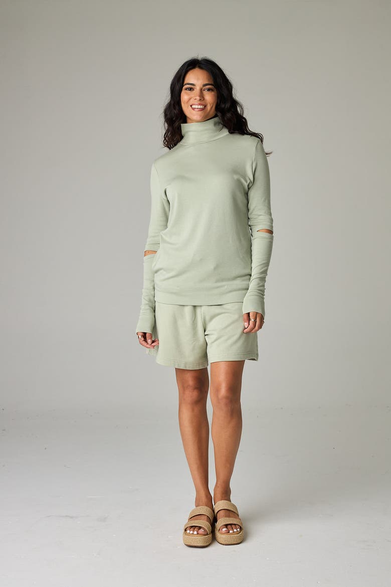 Acadia Eco-Luxe Rib Split-Sleeve Long Sleeve Top - Ultra-Luxe Flow, Alternate, color, Fern