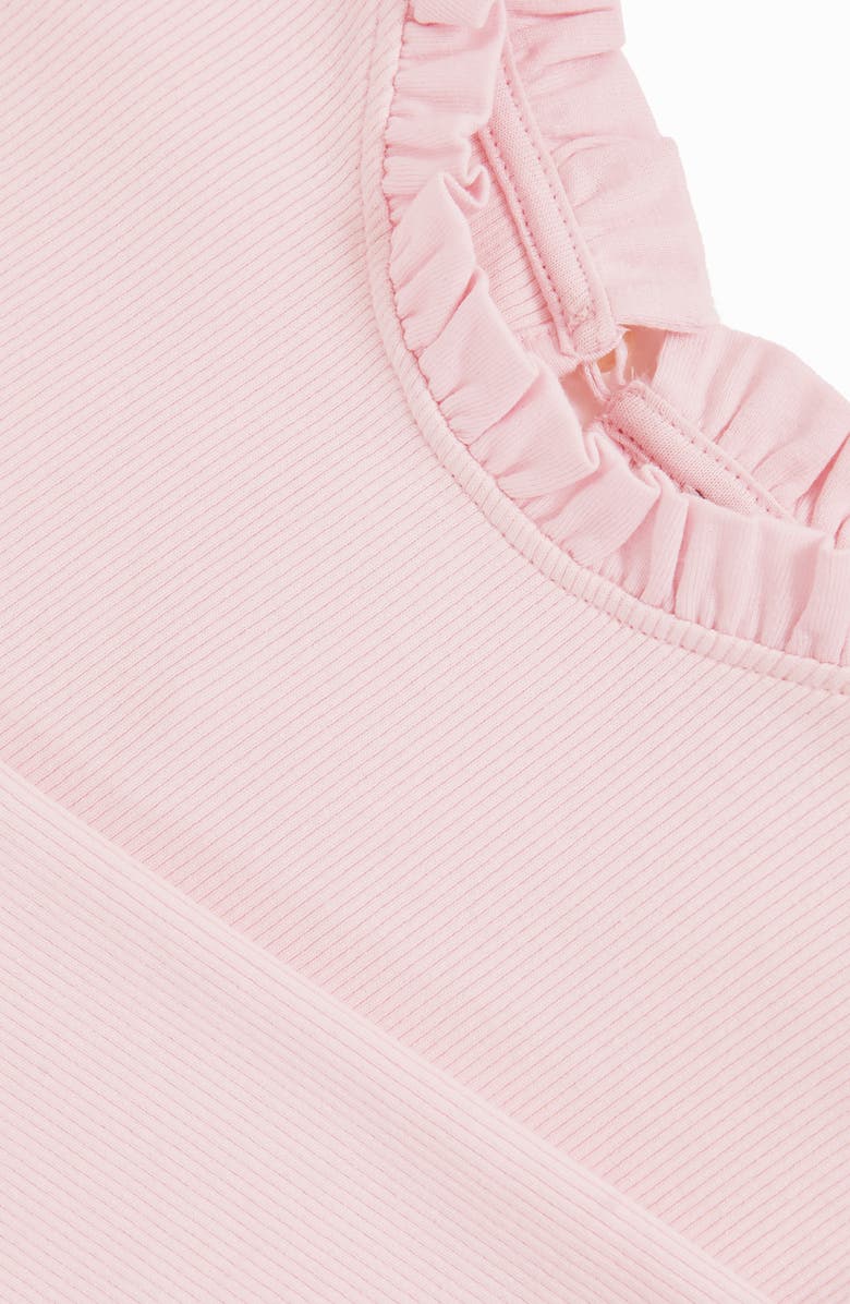 Reiss Kids' Flora Ruffle Neck Long Sleeve Rib T-Shirt, Alternate, color, Pink