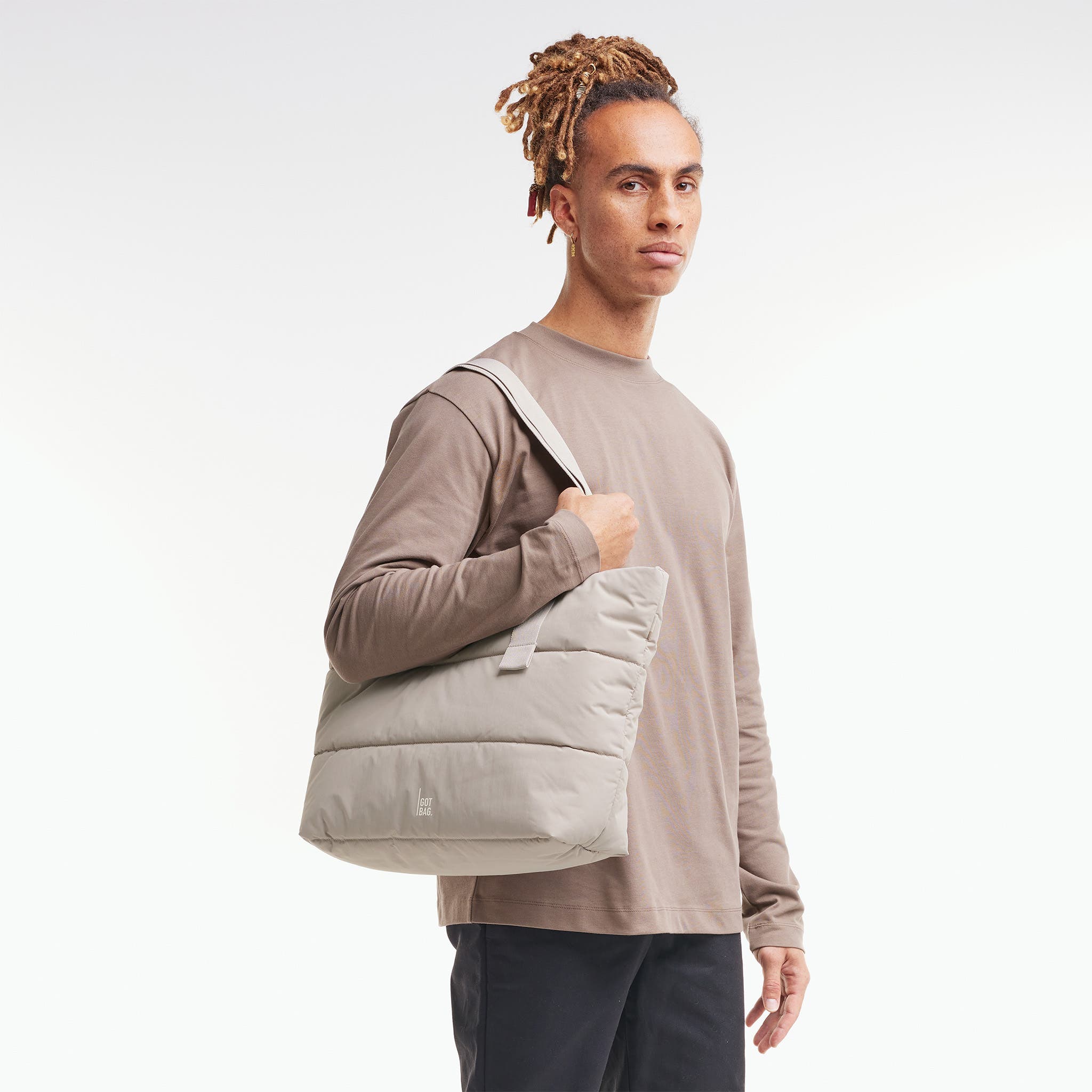 PUFFER TOTE BAG, Alternate, color, SCALLOP MONOCHROME