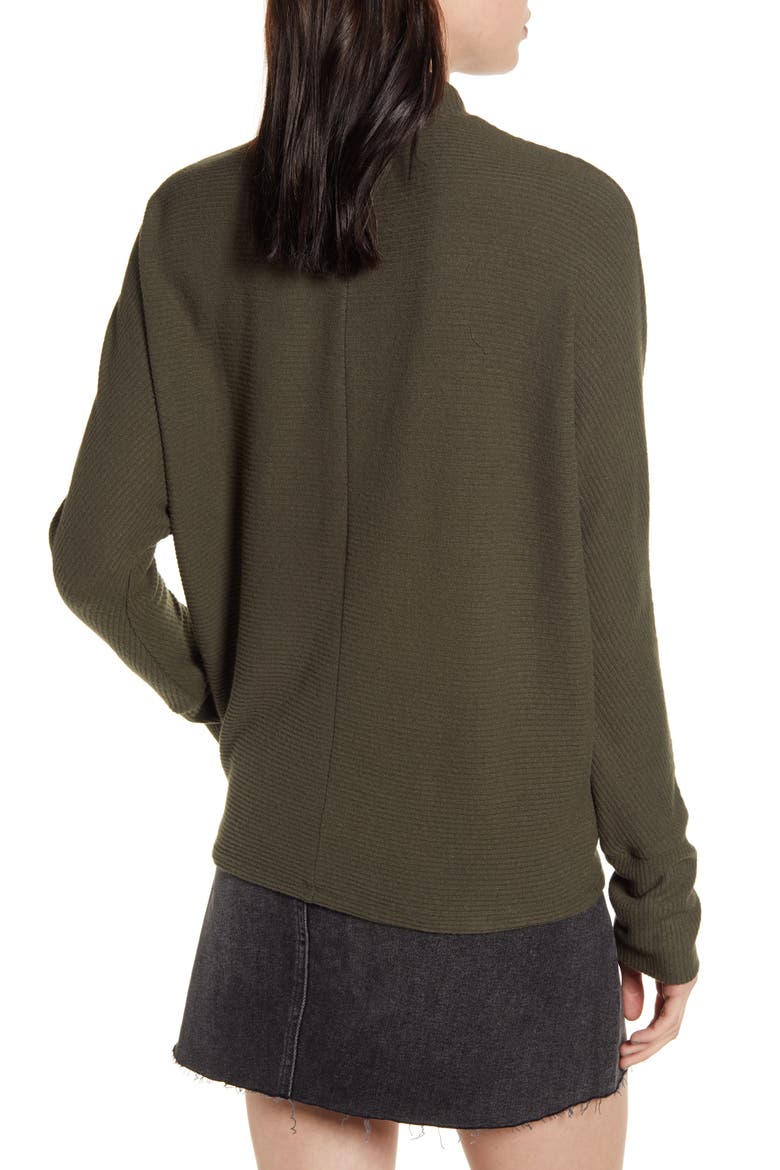 Dolman Sleeve Ribbed Top, Alternate, color, GREEN FOREST