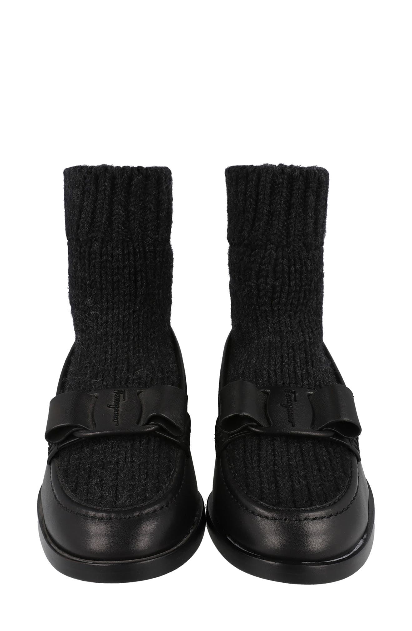 FERRAGAMO Vit Art Wool Sock Bow Loafer, Alternate, color, 