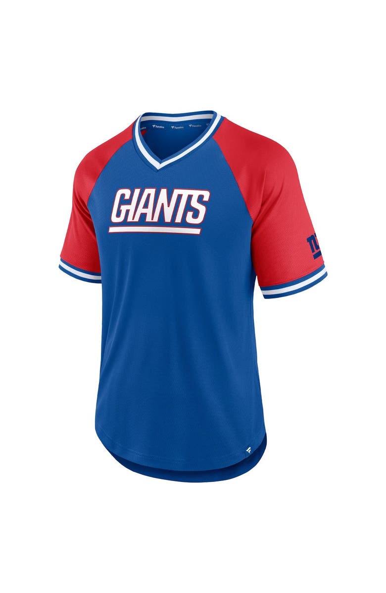 FANATICS Men's Fanatics Branded Royal/Red New York Giants Second Wind Raglan V-Neck T-Shirt, Alternate, color,