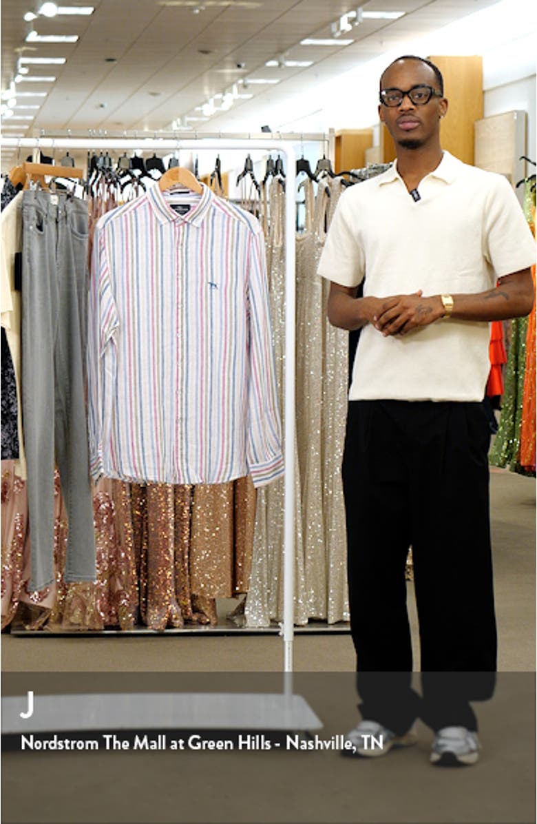 Gimmerburn Stripe Linen Button-Up Shirt, sales video thumbnail