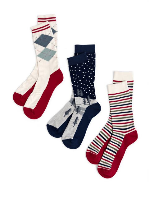 Men's Premium Holiday Crew Socks 3-Pack Made With Organic Cotton