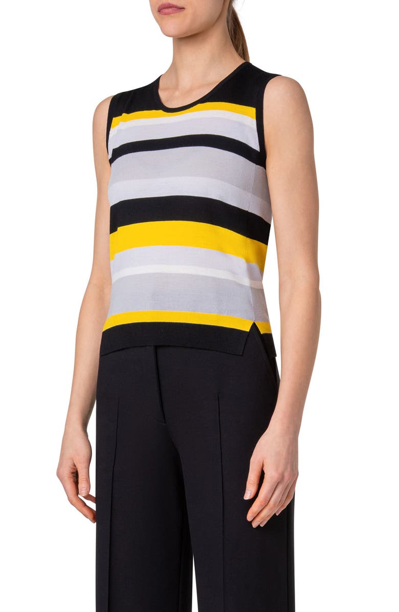 Akris punto Multicolor Stripe Merino Wool Sweater Tank, Alternate, color,
