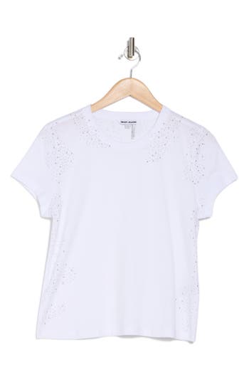 DKNY JEANS DKNY JEANS SCATTERED RHINESTONE COTTON T-SHIRT 