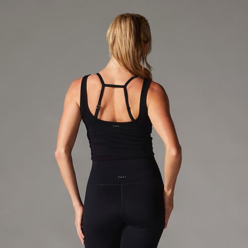 Tavi Fitted Henley Tank In Black