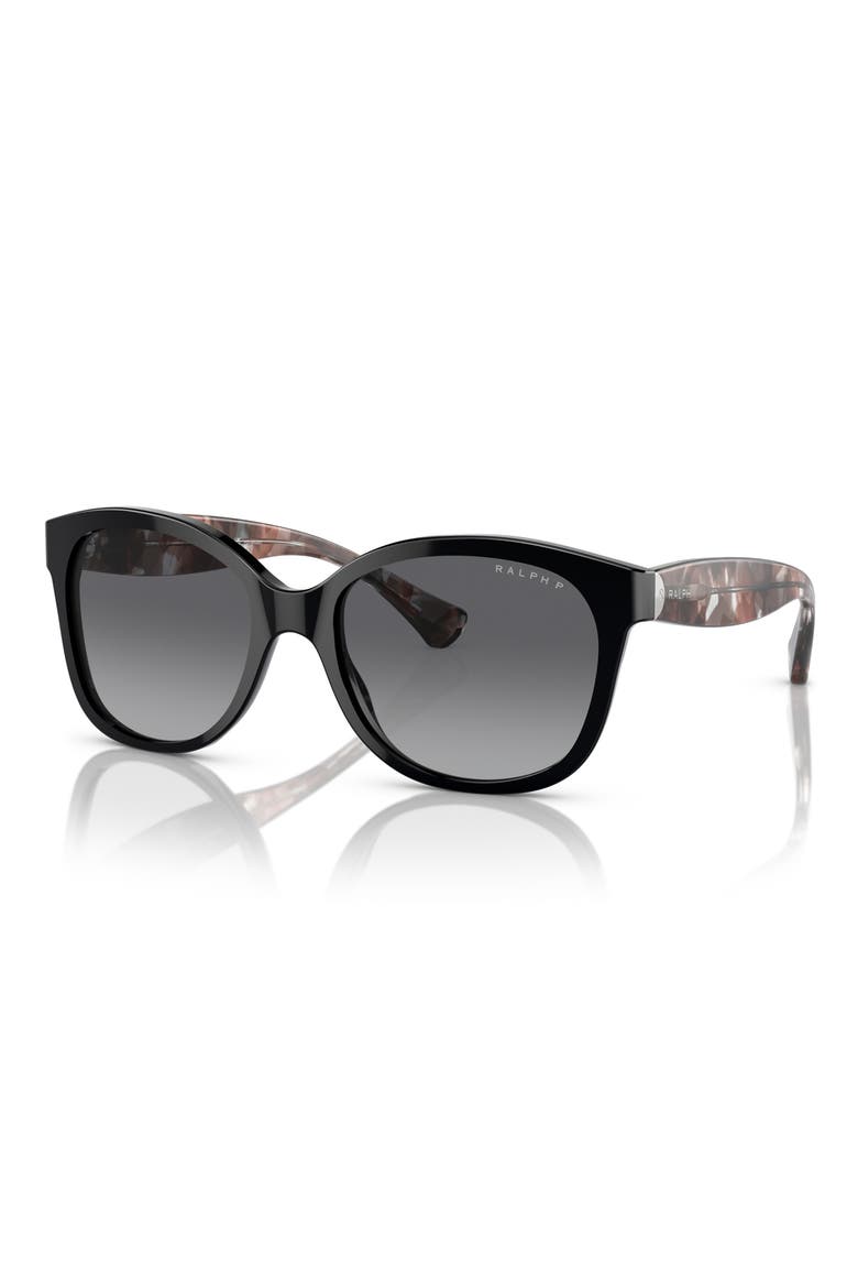 55mm Polarized Gradient Cat Eye Sunglasses, Alternate, color, SHINY BLACK / POLAR GREY