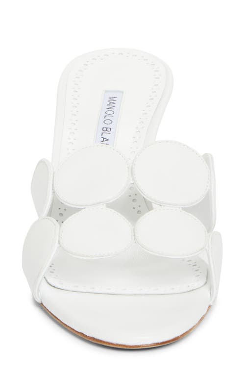 Manolo Blahnik Haribalmu Leather Slide Sandals In White