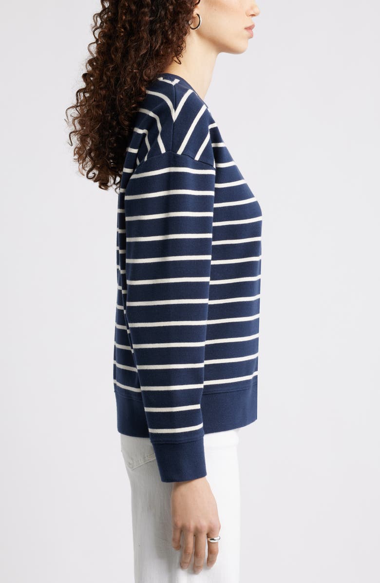 Caslon<sup>®</sup> Stripe Pullover Sweatshirt, Alternate, color, Navy Still Ivory Gentry Stripe