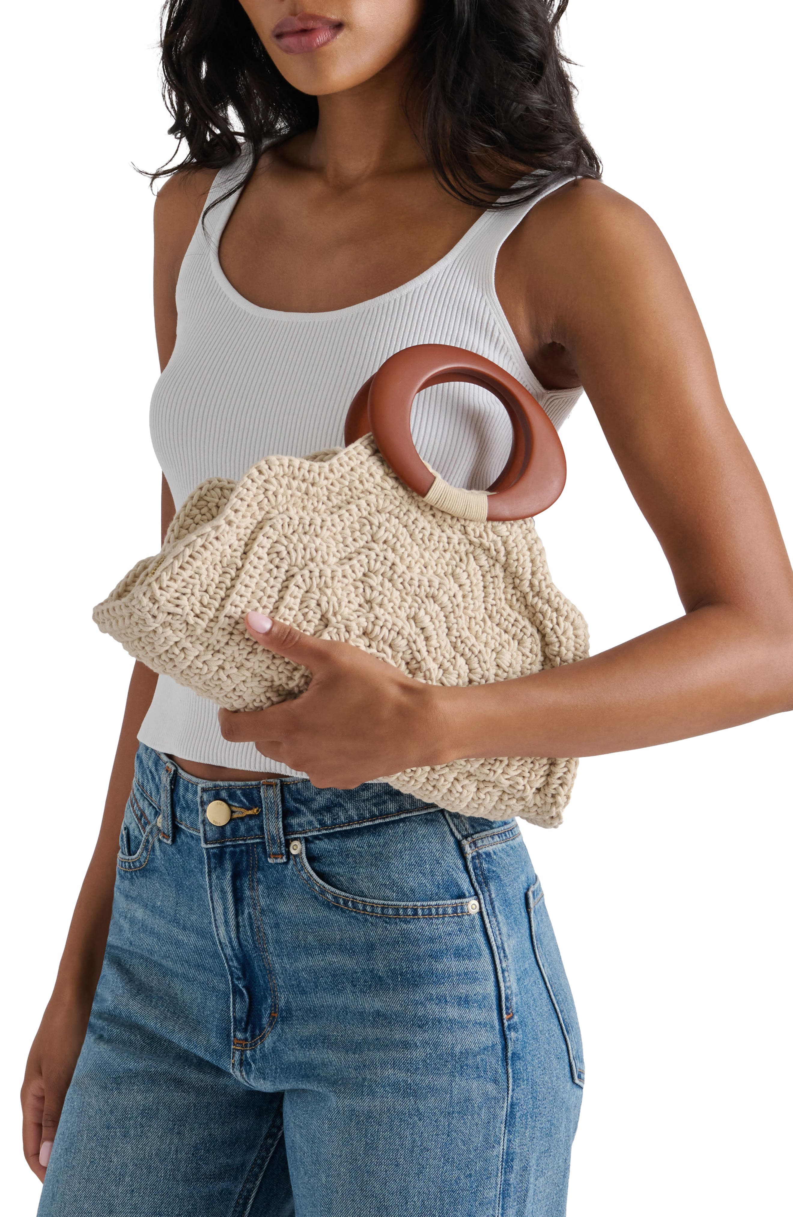 Maren Knit Top Handle Bag, Alternate, color, NATURAL