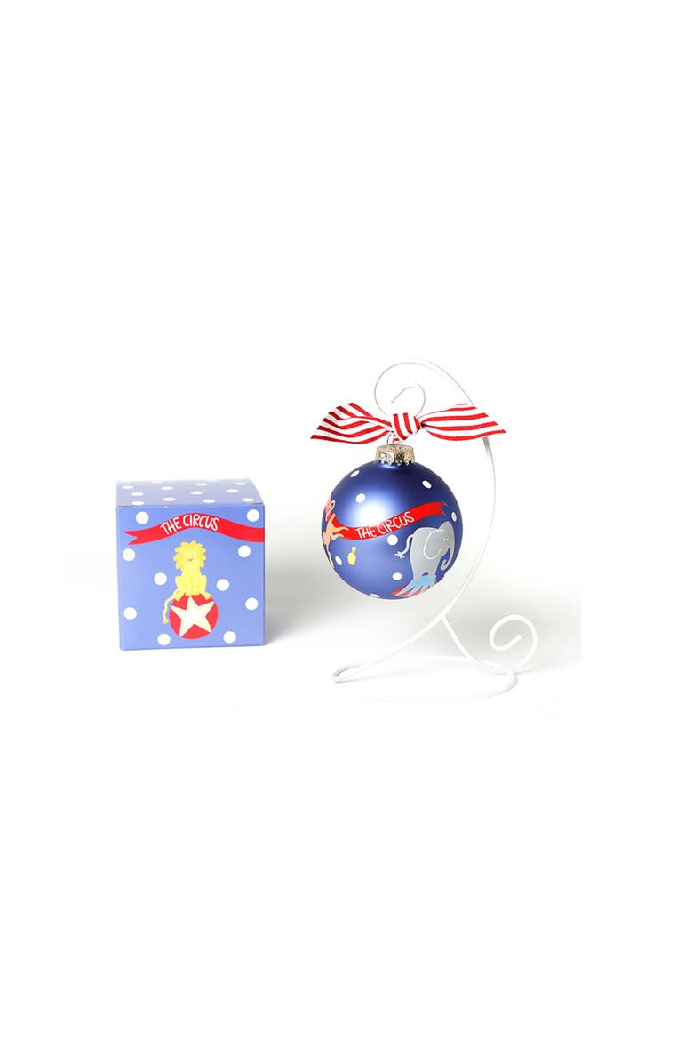 Circus Glass Ornament with White Stand, Main, color, Blue