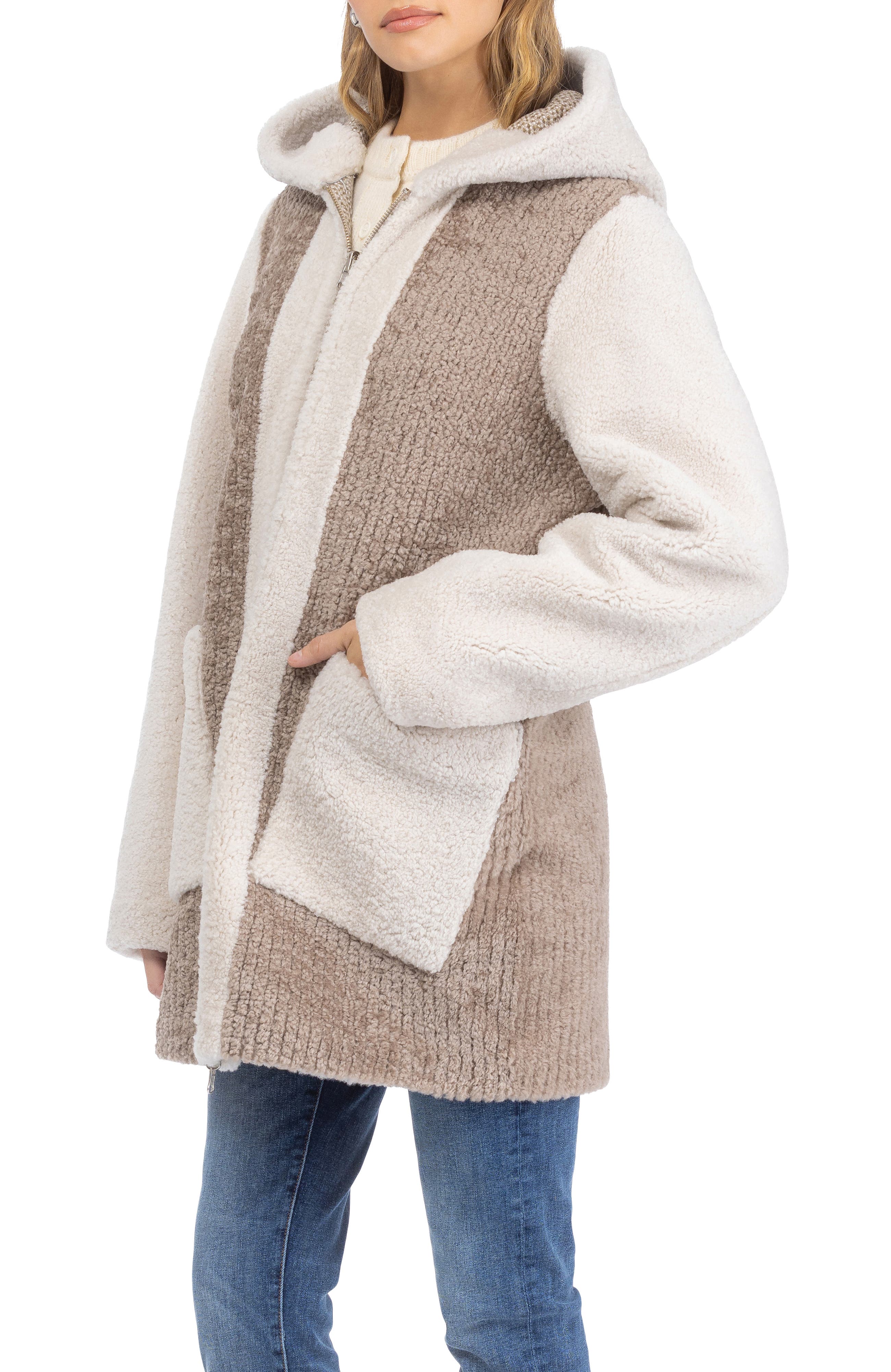 Genuine Shearling Zip Long Parka, Reversible - image 2