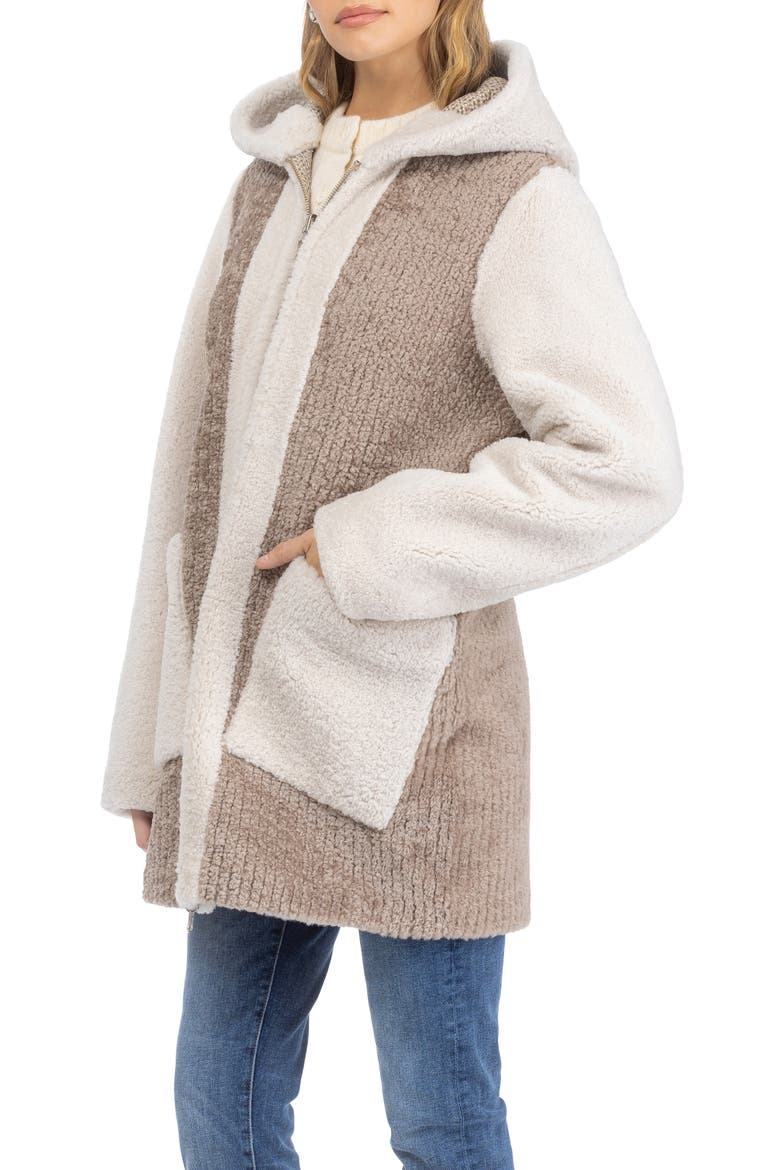 Genuine Shearling Zip Long Parka, Reversible, Alternate, color, SAND/BEIGE