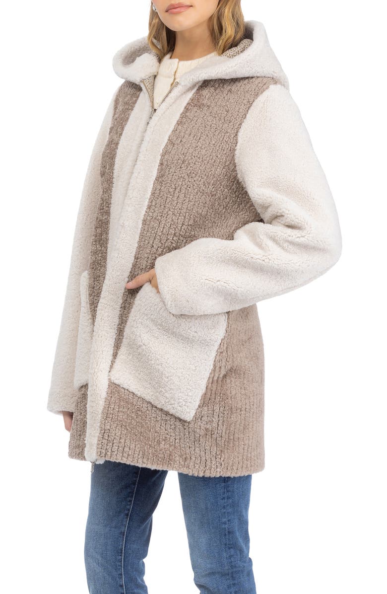 GORSKI Genuine Shearling Zip Long Parka, Reversible, Alternate, color, Sand/Beige