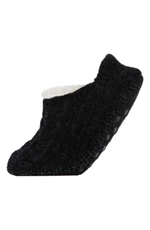 Cable Chenille Fleece Lined Slipper Socks