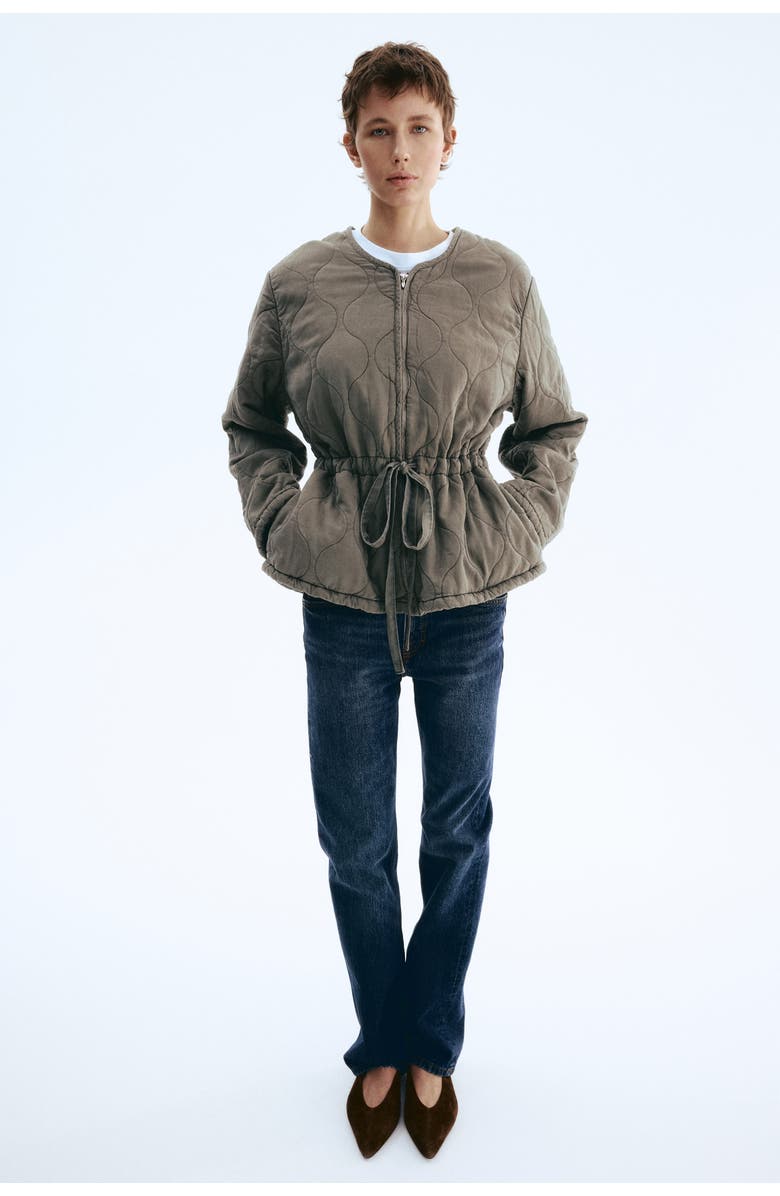 H&M Quilted Twill Jacket, Alternate, color, Gray