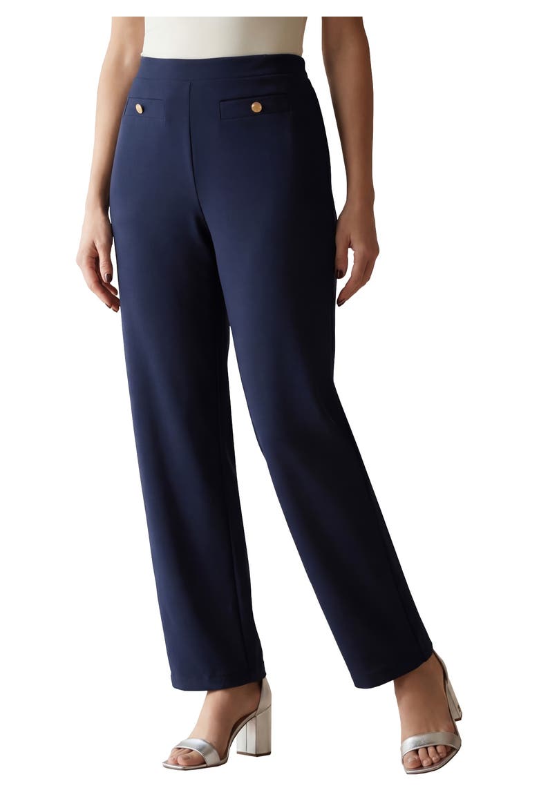 Stretch Knit Crepe Sailor Trouser, Main, color, NAVY