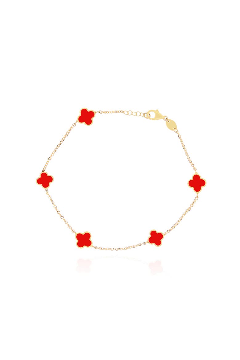 Mini Coral Clover Bracelet, Main, color, Coral