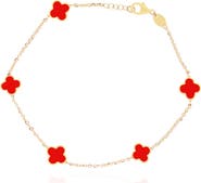The Lovery Fine Jewelry Mini Coral Clover Bracelet