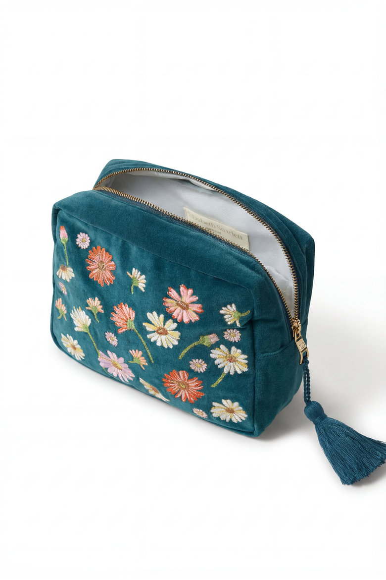 Wildflower Velvet Wash Bag, Alternate, color, Rich Blue