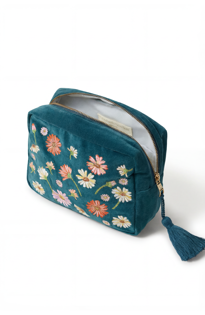 Elizabeth Scarlett Wildflower Velvet Wash Bag, Alternate, color, Rich Blue