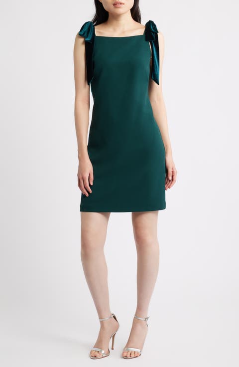 Velvet Bow Stretch Crepe Dress