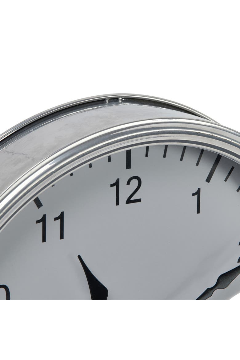 Classic Round Metal Wall Clock, Antique Nickel Finish, Alternate, color, Silver