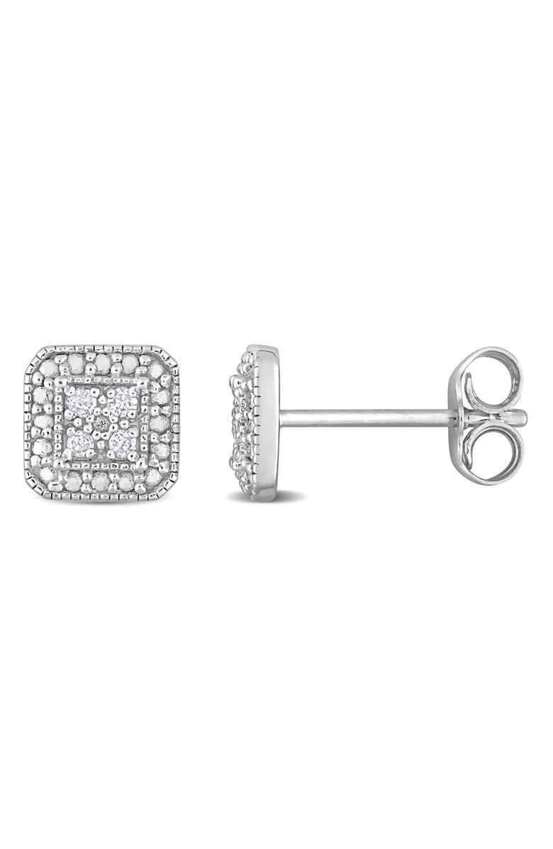 DELMAR Pavé Diamond Square Stud Earrings - 0.08ct., Main, color, Silver