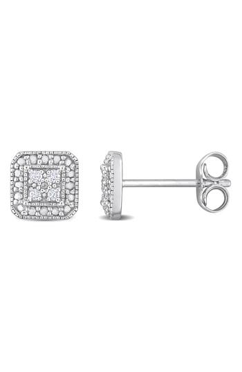 Delmar Pavé Diamond Square Stud Earrings In Silver