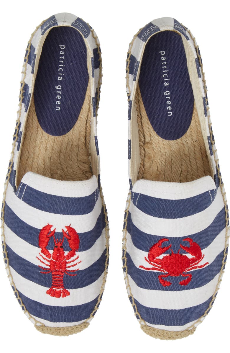 patricia green Embroidered Lobster & Crab Espadrille Flat, Main, color,
