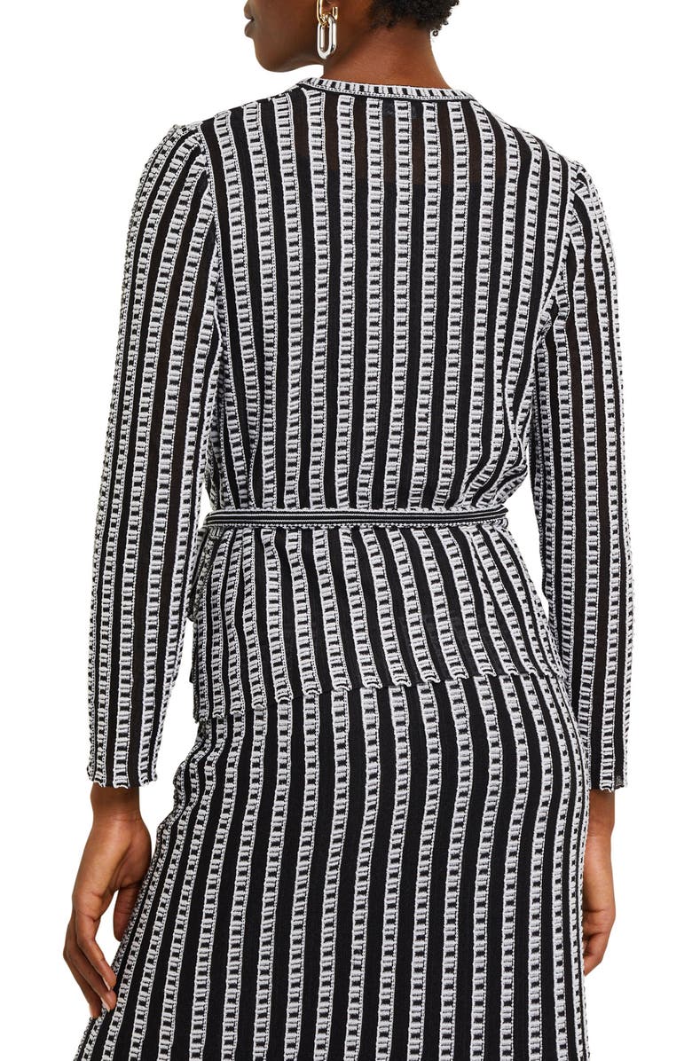 Misook Stripe Tie Waist Wrap Top, Alternate, color, 