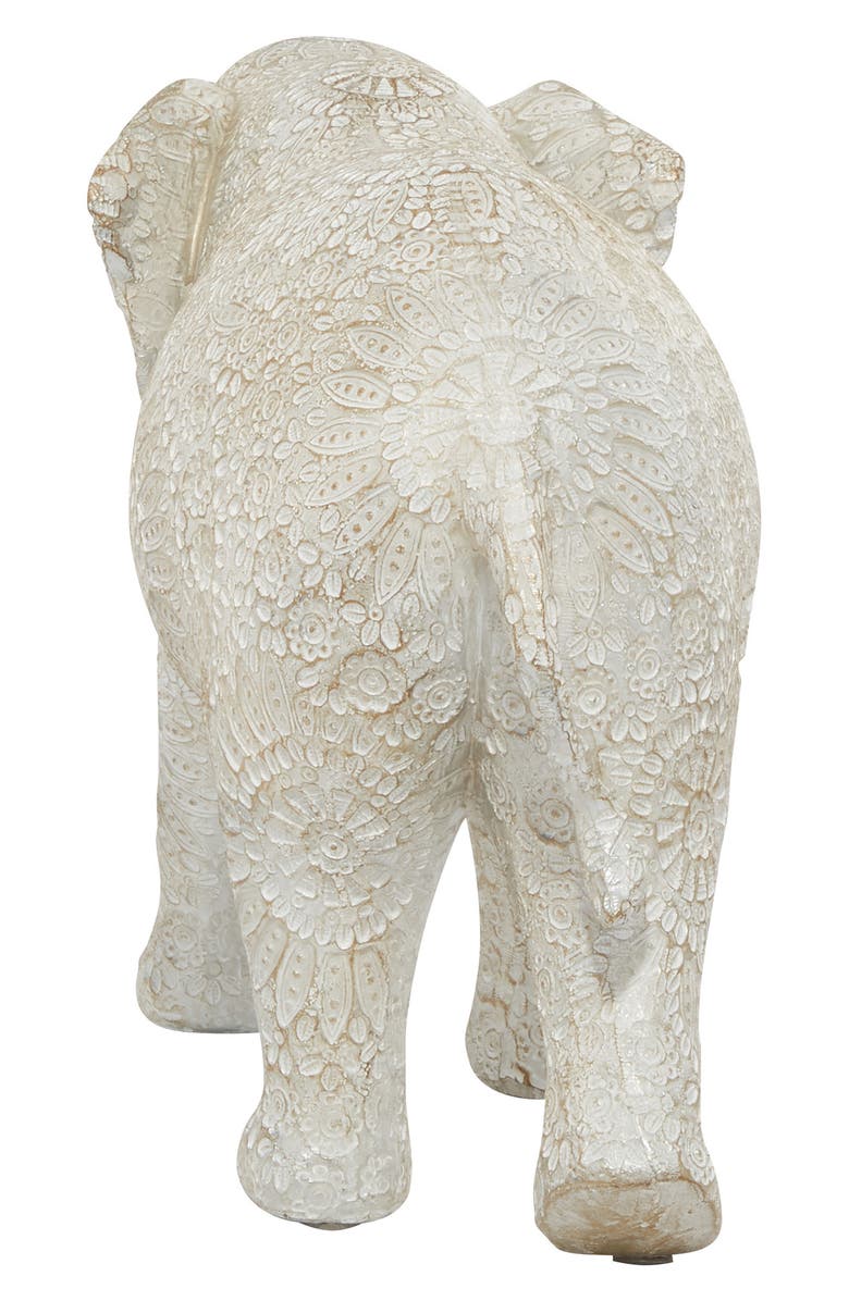 GINGER BIRCH STUDIO White Polystone Eclectic Elephant Sculpture, Alternate, color,