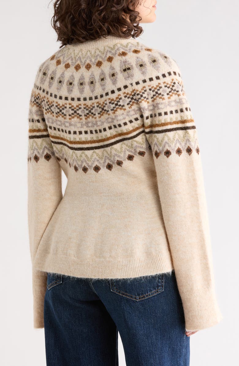 BLANKNYC Fair Isle Peplum Cardigan, Alternate, color, Punch Line